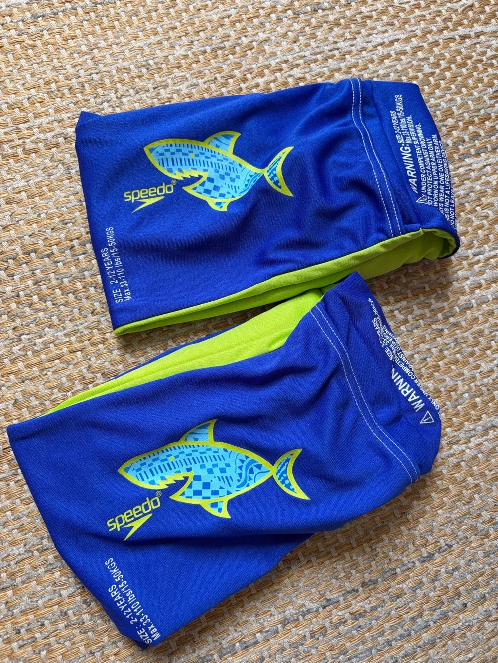 Speedo Boys Blue & Lime Swim Trunks with Fish Graphic